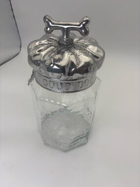 Vintage Arthur Court “Good Dog” Glass Treat Jar with Silver-Tone Lid